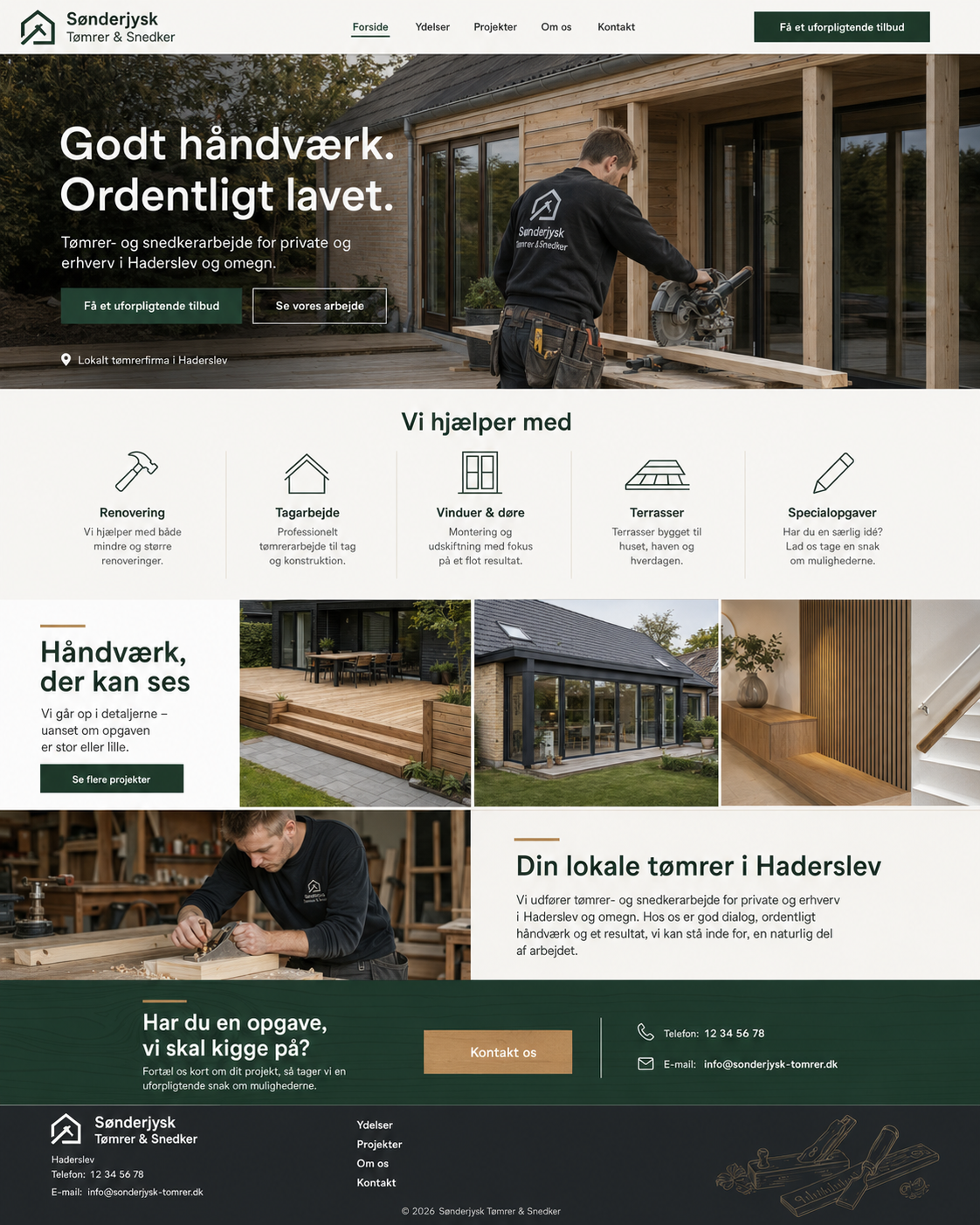 Sønderjysk Tømrer & Snedker – moderne hjemmeside efter redesign